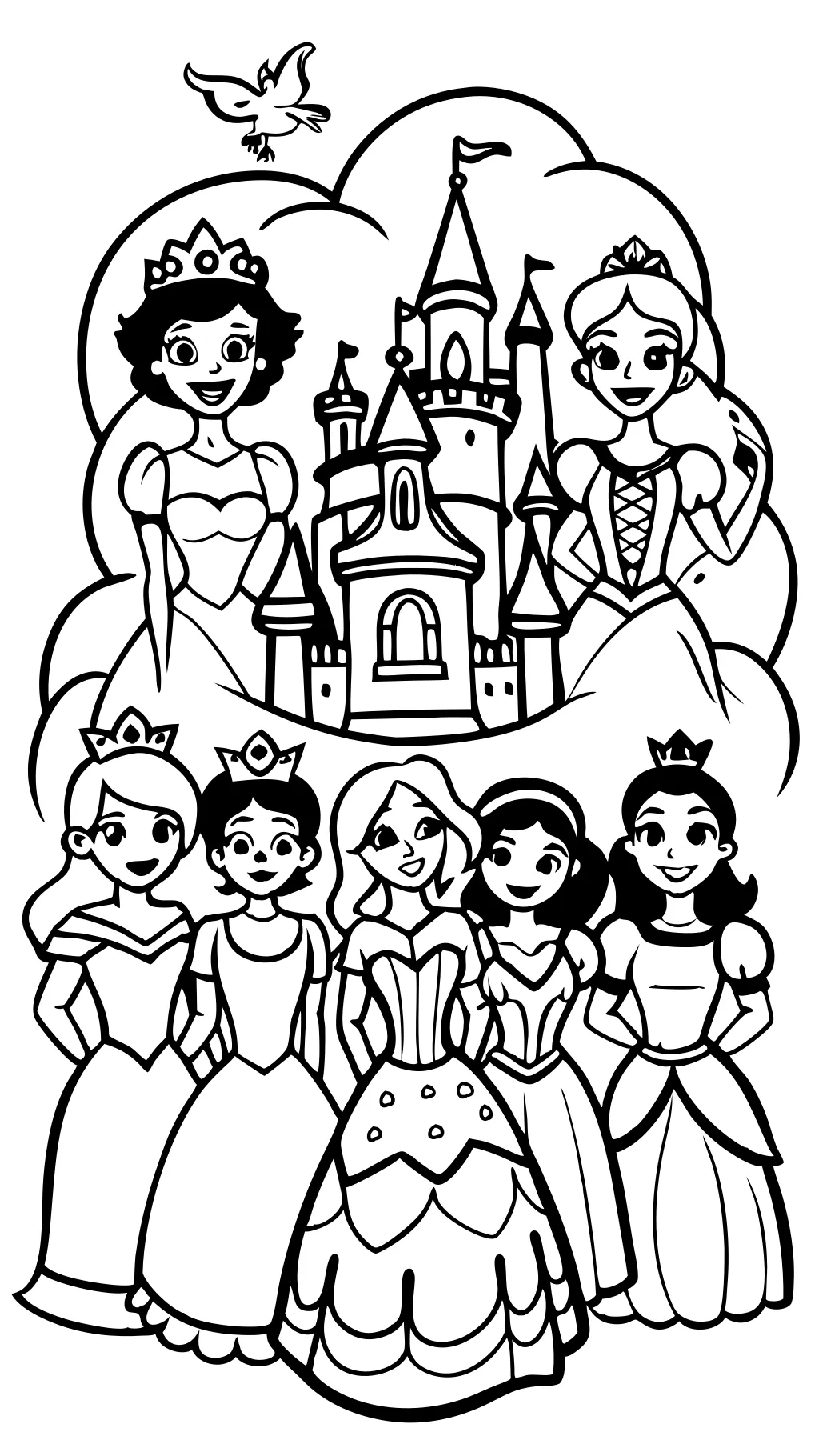 coloring page disney princesses